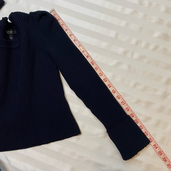 TOPSHOP Women’s Dark Navy Ribbed Long Sleeve Sweater Sz 6 - Picture 5 of 12